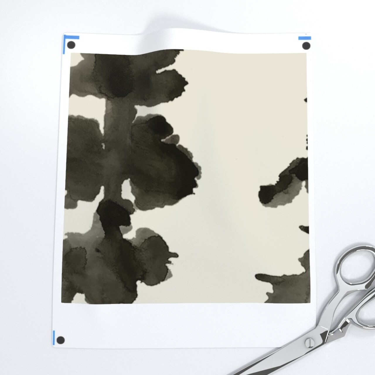 Black Ink Blot Abstract Paint Blob Stripe Cream Beige Custom Printed Fabric by Spoonflower Various Fabrics by the Yard or Fat Quarter